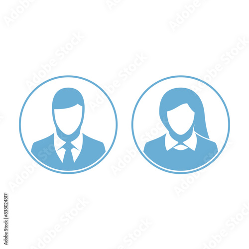 Avatar example. Man and woman empty avatars template. Social networks, resumes or forums photo placeholder concept.
