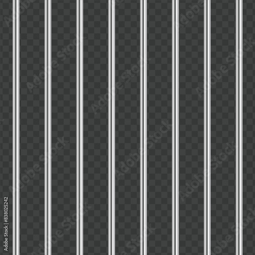 Prison metal bars isolated on transparent background. Realistic prison fence jail.