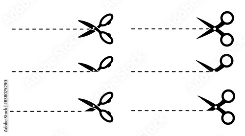 Black scissors coupon collection. Set of black coupon symbol