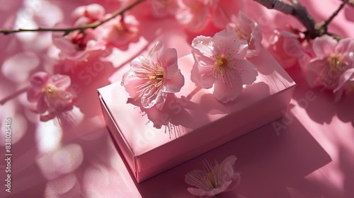 Soft pink cherry blossoms and gifts, portraying the gentle joy of spring and the art of thoughtful giving
