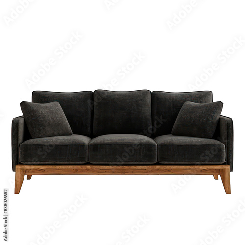PNG Modern lounge sofa black color mid century living room furniture © Ayesha