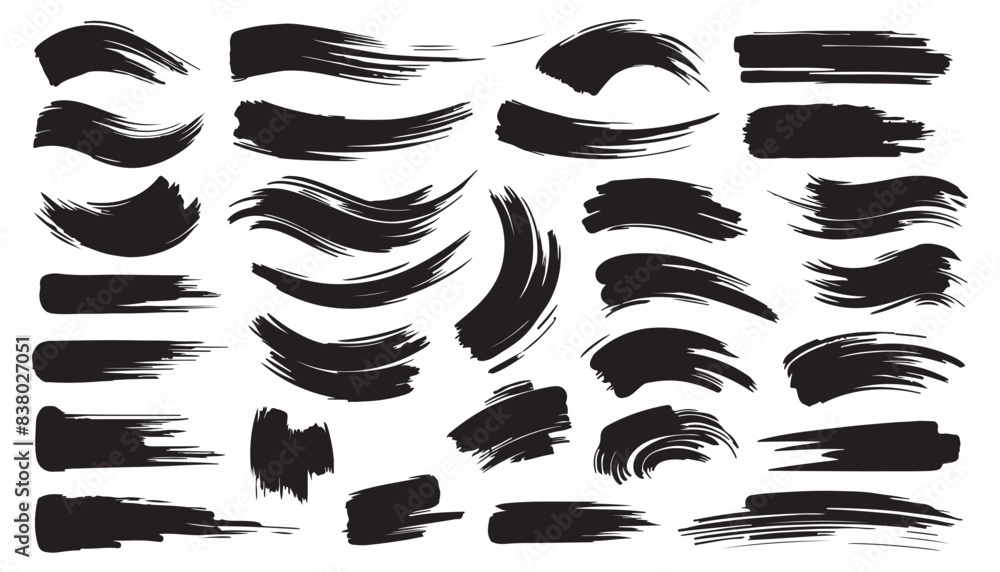 Set of Brushstroke Silhouettes in Various Shapes and Styles for Creative Design Use Set of Brushstroke Silhouettes in Various Shapes and Styles for Creative Design Use