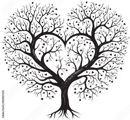 Elegant Design of Heart with Dry Tree Logo Symbol Heart Shaped Dry Tree Icon Vector Illustration