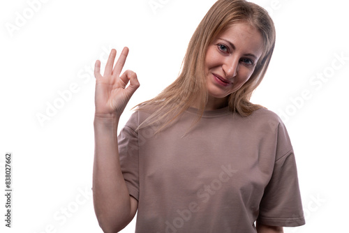 Wallpaper Mural 40 year old blonde woman wearing a t-shirt is confident and happy Torontodigital.ca