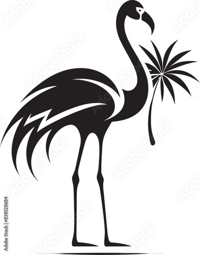 Tropical Flamingo Emblem Geometric Symbol Flamingo Bird Icon Symbolic Vector Art