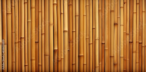 bamboo textured background with a wooden wall in the foreground