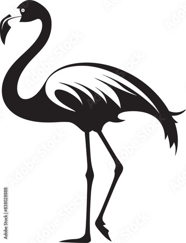 Abstract Flamingo Silhouette Geometric Emblem Minimalist Flamingo Badge Artistic Vector Icon