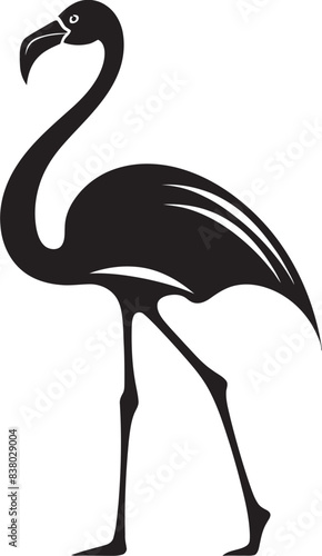 Abstract Flamingo Silhouette Retro Vector Icon Minimalist Flamingo Badge Artistic Design
