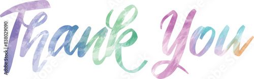 thank you note in digital watercolor style, vector