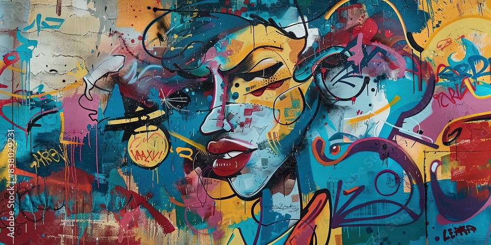 Fototapeta premium contemporary aerosol artful grungy rebellious street graffiti in bold style 