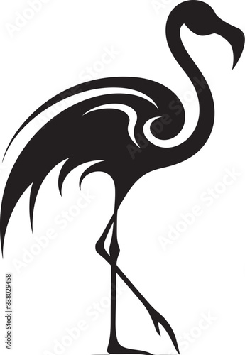 Abstract Flamingo Silhouette Retro Vector Icon Minimalist Flamingo Badge Artistic Design