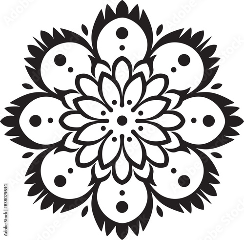 Mandala Pattern Badge Contemporary Emblem Ornate Floral Mandala Retro Badge