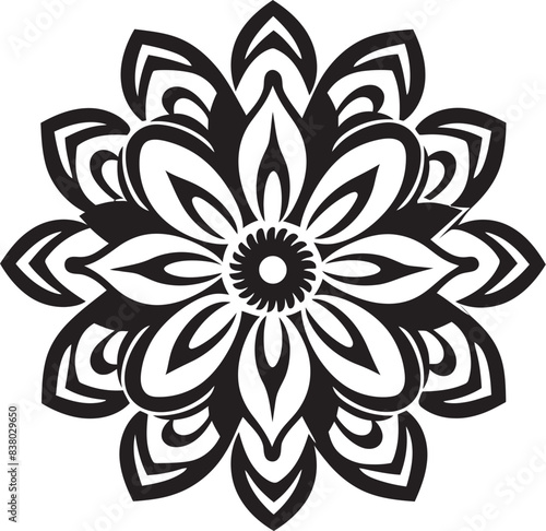 Ornate Floral Mandala Retro Badge Geometric Mandala Symbol Stylish Icon