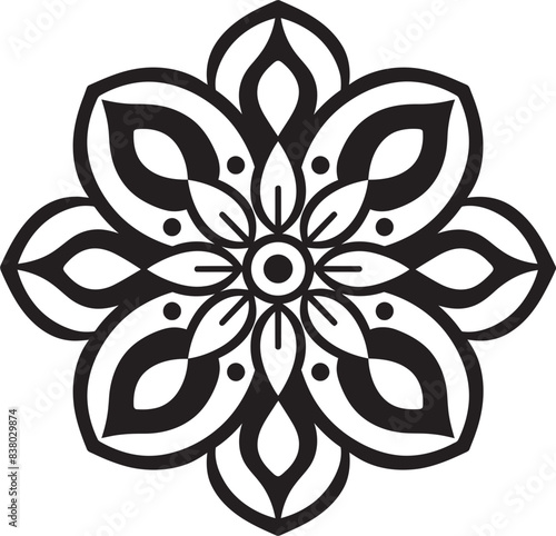 Geometric Floral Badge Retro Mandala Mandala Artistic Symbol Stylish Emblem