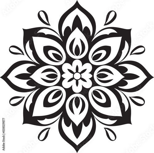 Ornate Mandala Emblem Contemporary Design Geometric Floral Badge Retro Mandala