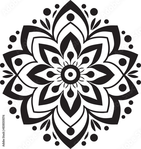 Geometric Floral Symbol Minimal Vector Mandala Ornament Emblem Elegant Mandala