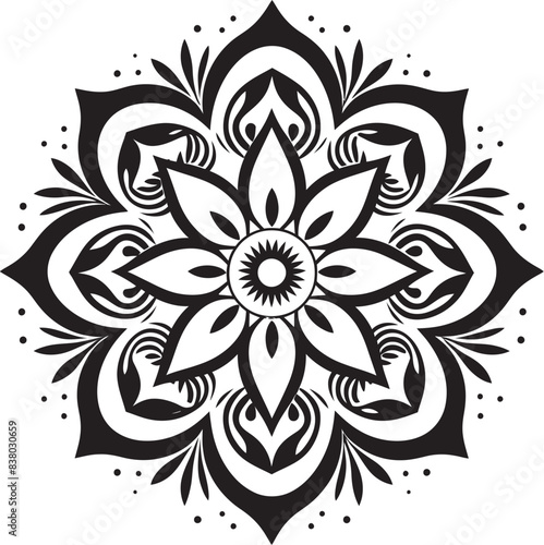 Vintage Mandala Badge Retro Ornament Geometric Floral Mandala Icon Minimalistic Emblem