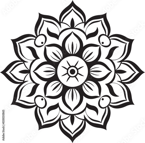 Floral Mandala Symbol Retro Badge Geometric Mandala Icon Elegant Emblem