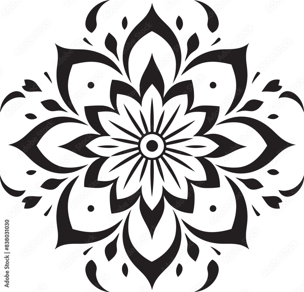 Fototapeta premium Vintage Mandala Logo Retro Emblem Geometric Mandala Pattern Icon Minimalistic Vector