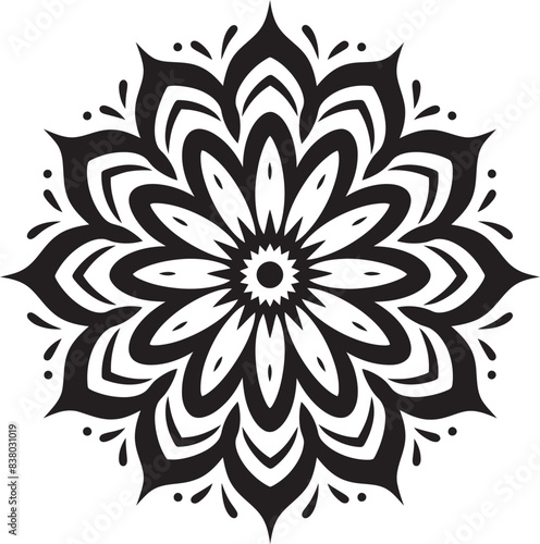 Retro Mandala Symbol Vintage Emblem Minimalist Mandala Icon Geometric Vector Art