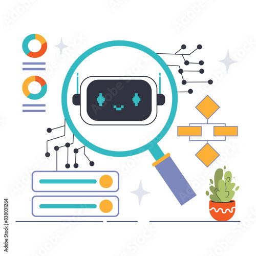 Unsupervised Learning concept. Flat vector illustration