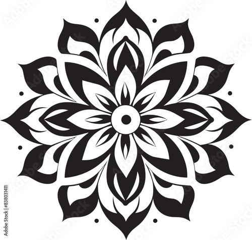 Elegant Floral Mandala Icon Stylish Badge Retro Mandala Pattern Emblem Vintage Vector Art