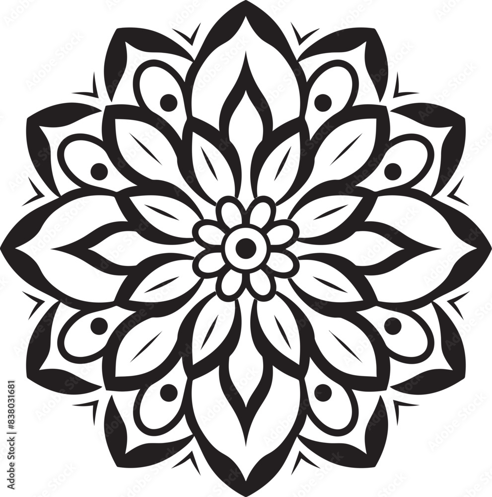 Fototapeta premium Geometric Mandala Badge Retro Vector Art Mandala Ornament Symbol Modern Emblem