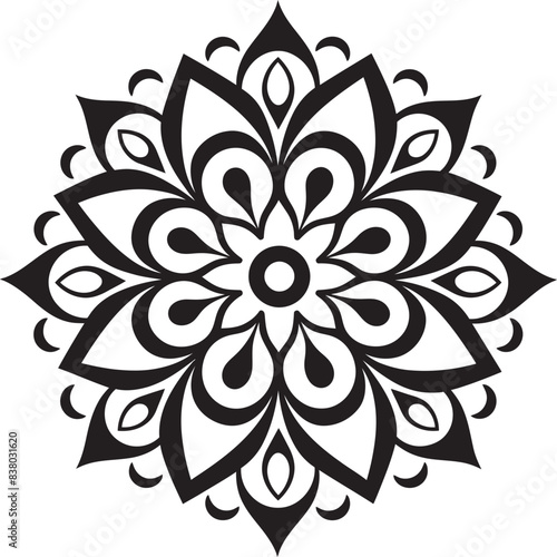 Vintage Mandala Design Retro Floral Emblem Geometric Mandala Pattern Icon Minimalistic Vector