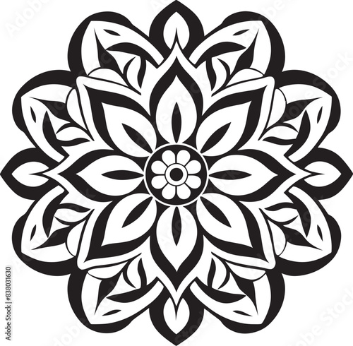 Floral Mandala Design Retro Badge Mandala Pattern Icon Minimalistic Symbol