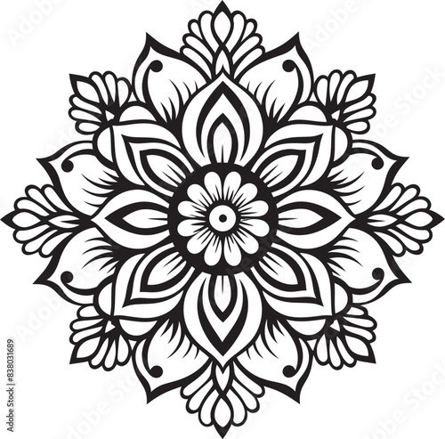 Mandala Circle Icon Retro Emblem Floral Mandala Logo Elegant Vector Art