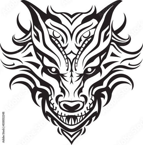 Dragon Head Illustration Fantasy Design Frontal Dragon Head Icon Detailed Symbol