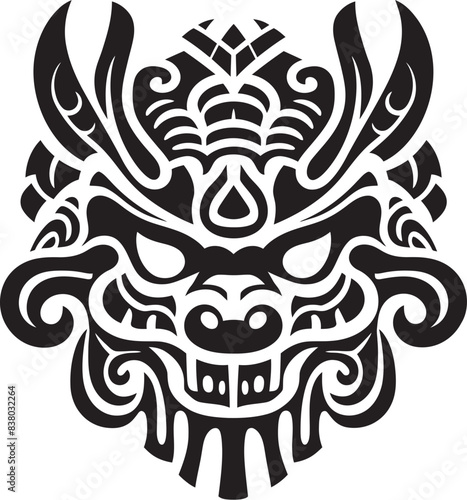 Dragon Head Art Mythical Graphic Detailed Dragon Head Badge Fantasy Symbol
