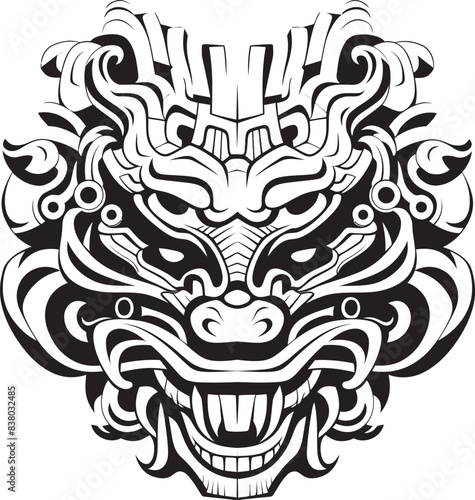 Front View Dragon Logo Legendary Symbol Dragon Head Badge Mythical Creature Design