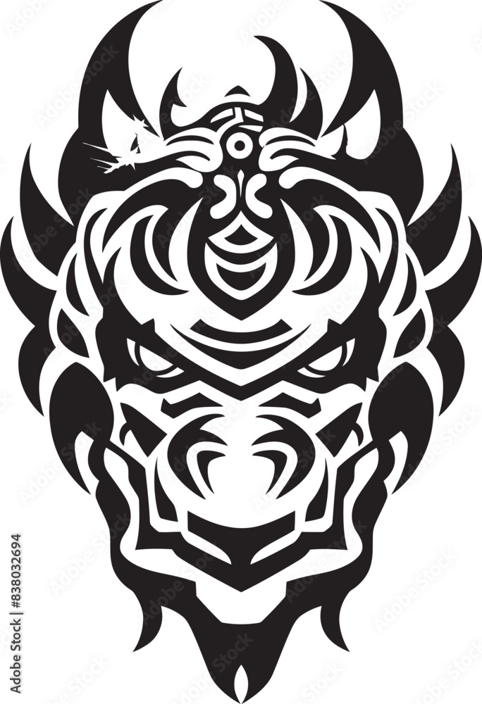 Obraz premium Dragon Head Illustration Fantasy Graphic Detailed Dragon Head Badge Vector Artwork