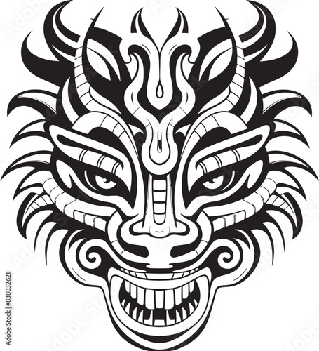 Front View Dragon Badge Mythical Symbol Dragon Head Illustration Detailed Design