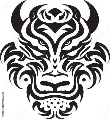 Dragon Head Badge Detailed Symbol Frontal Dragon Head Icon Mythical Design