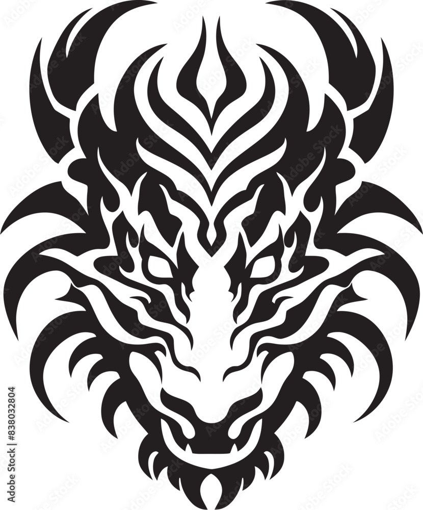 Vector Dragon Head Mythical Design Front View Dragon Badge Iconic Symbol Vector Dragon Head Mythical Design Front View Dragon Badge Iconic Symbol