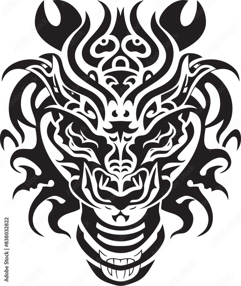 Front View Dragon Symbol Iconic Graphic Dragon Head Badge Detailed Emblem Front View Dragon Symbol Iconic Graphic Dragon Head Badge Detailed Emblem