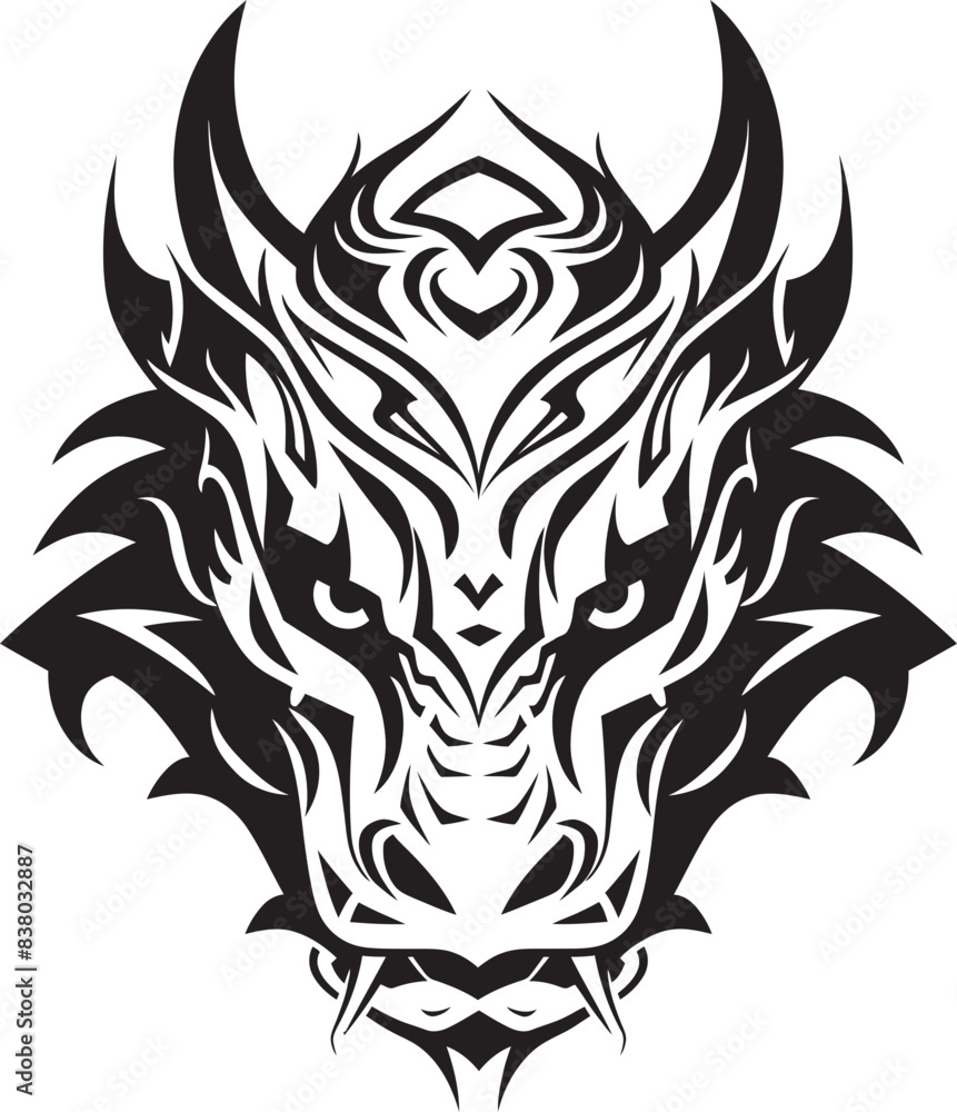 Front View Dragon Badge Mythical Symbol Dragon Head Badge Iconic Artwork Front View Dragon Badge Mythical Symbol Dragon Head Badge Iconic Artwork
