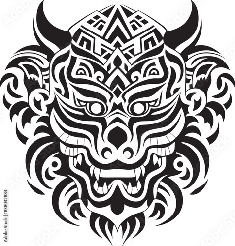 Fantasy Dragon Emblem Frontal Design Dragon Head Art Detailed Symbol