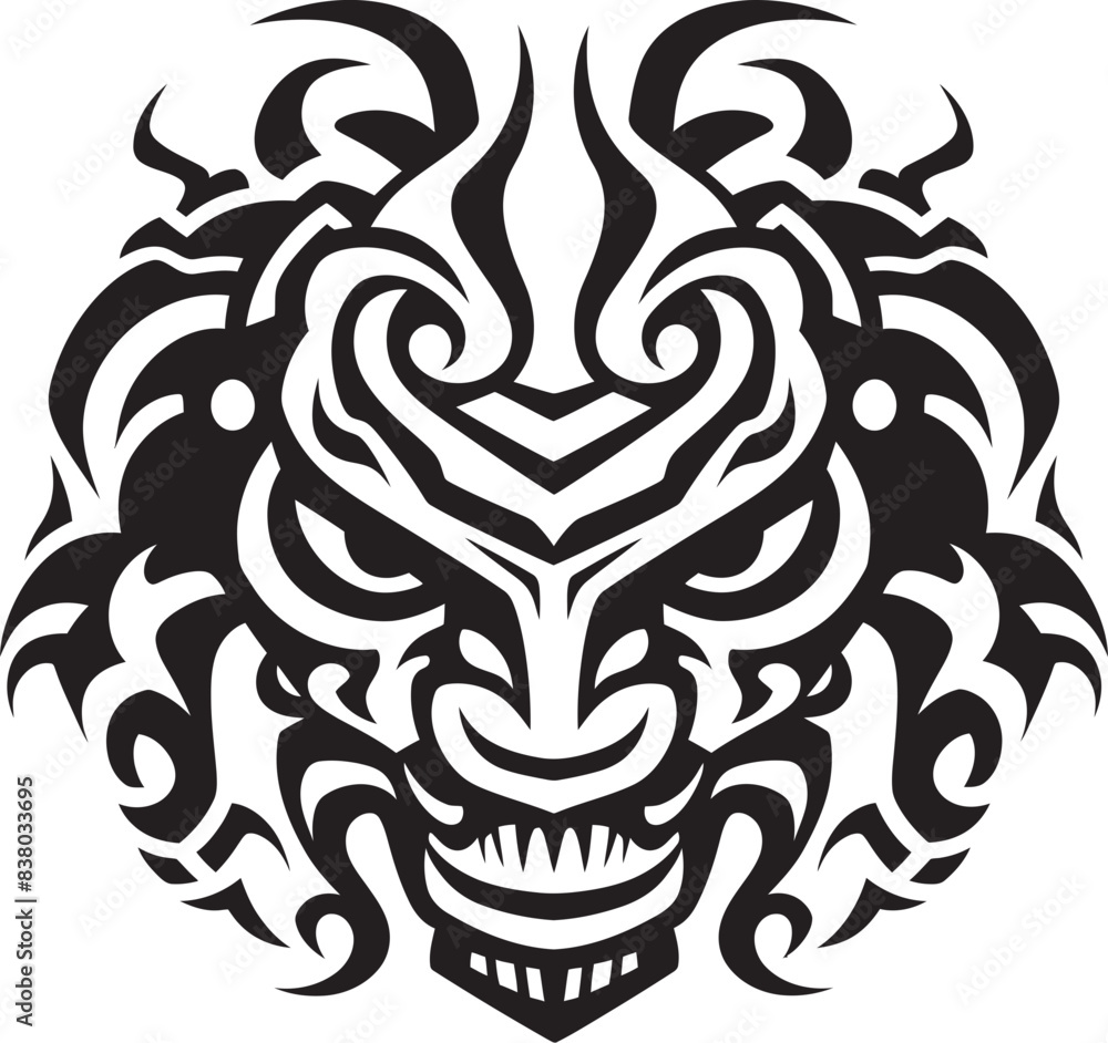 Obraz premium Fantasy Dragon Emblem Detailed Head Symbol Vector Dragon Head Symbol Front View Art