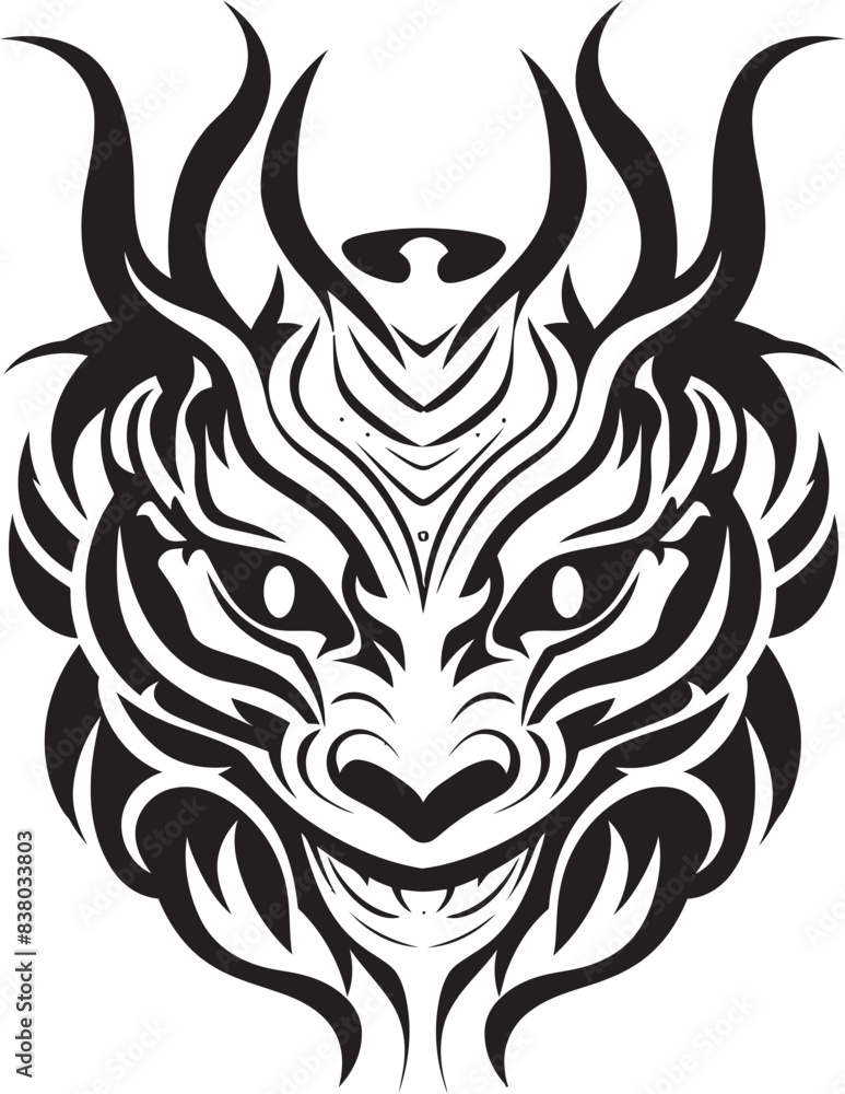 Dragon Head Illustration Frontal Design Mythical Creature Badge Detailed Artwork Dragon Head Illustration Frontal Design Mythical Creature Badge Detailed Artwork