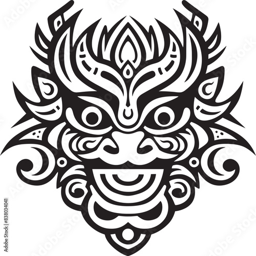 Dragon Head Illustration Mythical Art Front View Dragon Head Icon Detailed Design