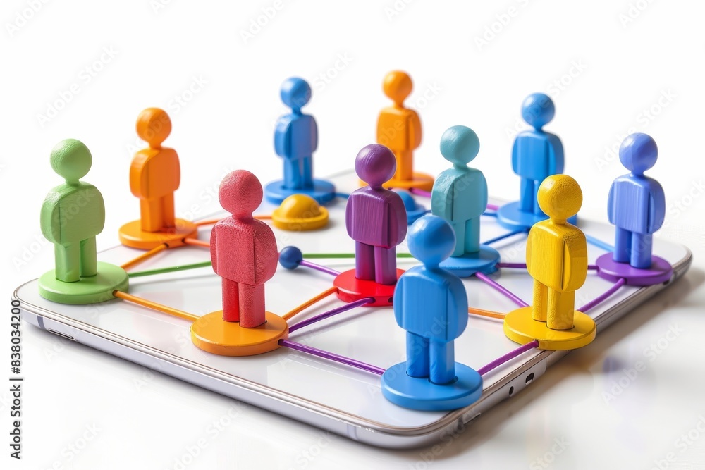 A group of people are connected by a network of strings A group of people are connected by a network of strings