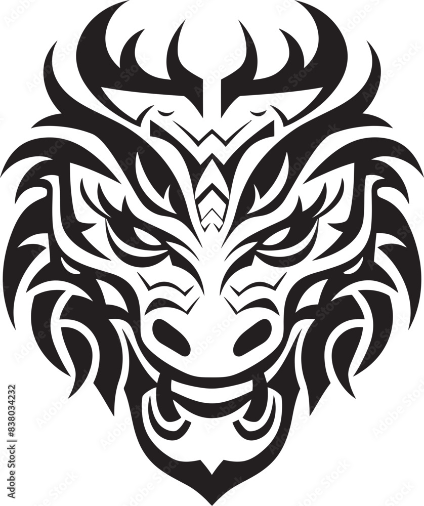 Dragon Head Symbol Front View Emblem Art Frontal Dragon Head Badge Vector Design Element Dragon Head Symbol Front View Emblem Art Frontal Dragon Head Badge Vector Design Element