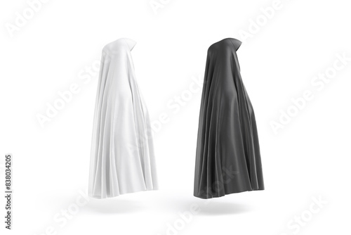 Foto Blank black and white female chador mockup, profile view