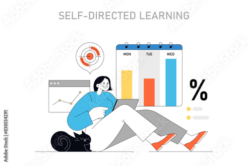 Self-Directed Learning concept. Vector illustration.