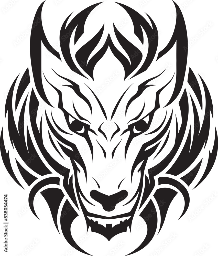 Obraz premium Dragon Head Art Detailed Fantasy Emblem Fantasy Dragon Logo Vector Head Symbol
