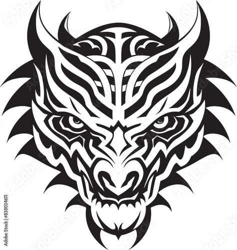 Dragon Head Art Fantasy Symbol Rendering Vector Dragon Head Symbol Frontal Dragon Head Icon