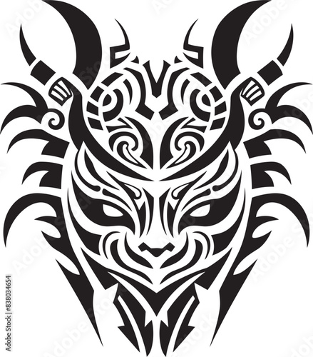 Dragon Head Illustration Fantasy Artwork Legendary Beast Icon Front View Logo